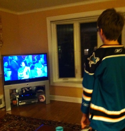 Ryan watching the Sharks