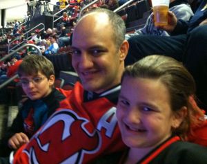 family shot at the Devils game
