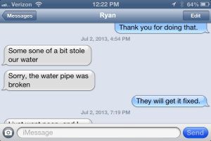 A text from Ryan's iPad