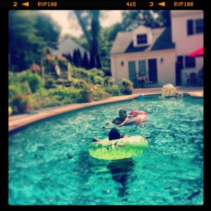 Ryan and Riley in the pool