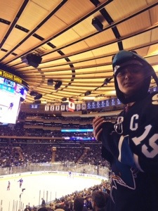 Ryan cheers the Sharks at MSG