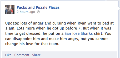 Ryan wore a Sharks shirt anyway