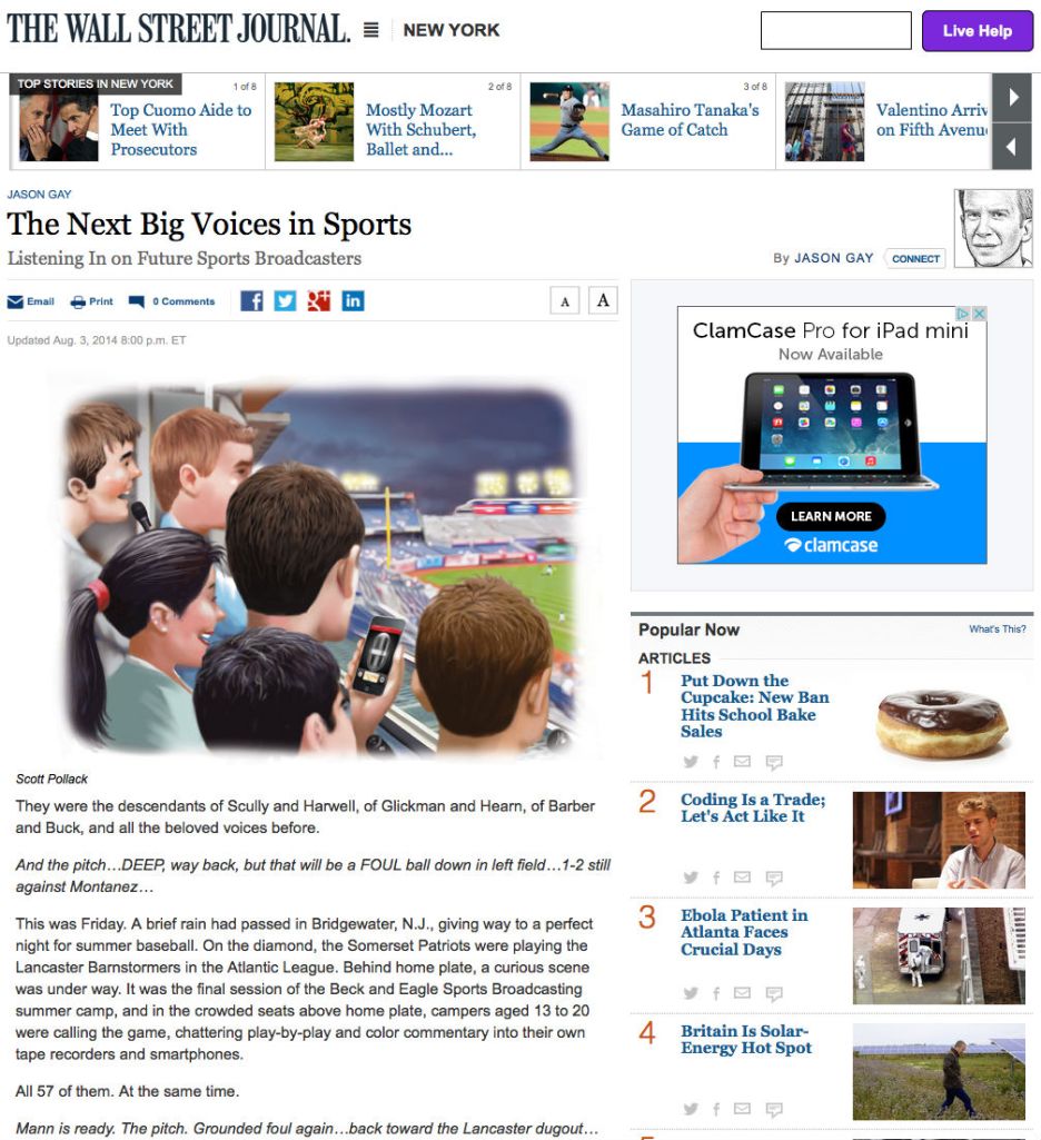 Camp writeup in the Wall Street Journal