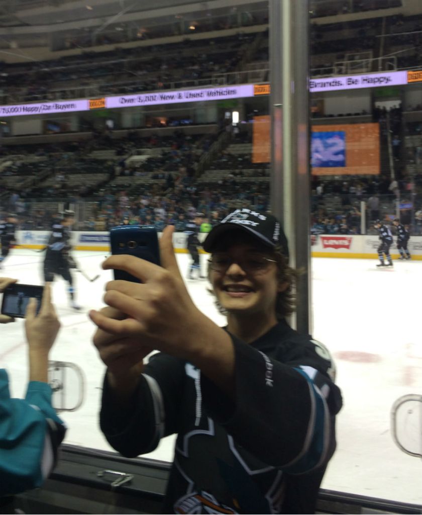 Ryan takes a selfie at the Sharks game